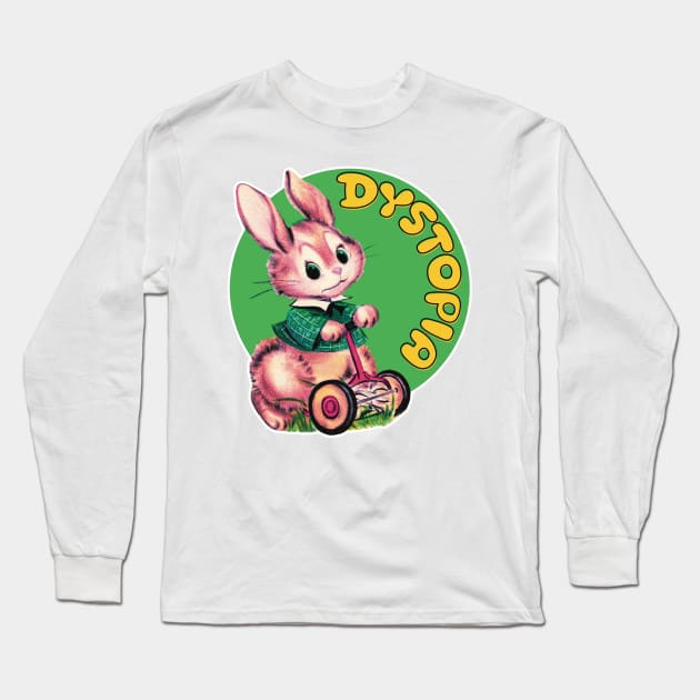 Dystopia Lawn Mower Bunny Long Sleeve T-Shirt by Hard Cringe